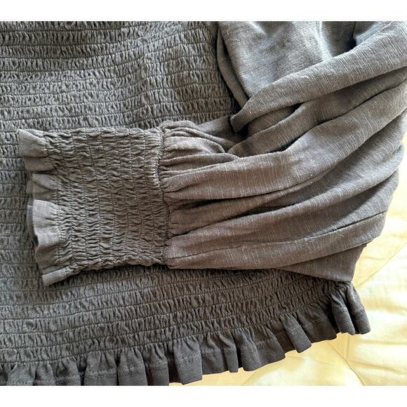 Pilcro Ruched Longsleeve Printed Smocked Feminine Boho Blouse Size S - Picture 5 of 5